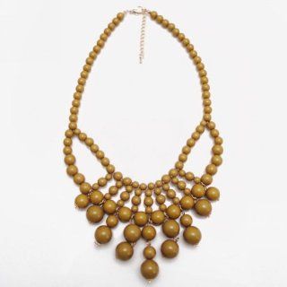 Wiipu Valentines Day Gift Newest Women Bib Statement Bead Braided Necklace brown (C714) Y Shaped Necklaces Jewelry
