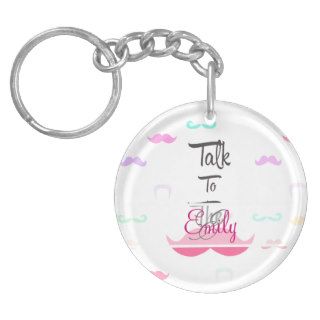 Monogram Funny Talk To The Mustache Pink Heart Key Chain