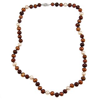 DaVonna Sterling Silver 6.5 7mm Multi Chocolate Freshwater Pearl Necklace (16 36 inches) DaVonna Pearl Necklaces