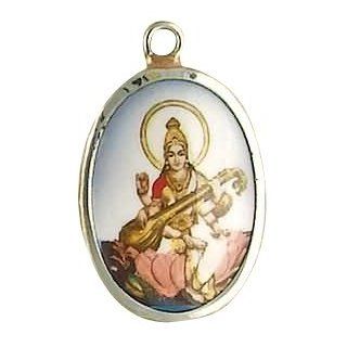 Hindu & Buddhist Saraswati Ceramic Pendant Necklace Women's Men's Spiritual New Age Jewelry FREE 33" CORD INCLUDED Jewelry