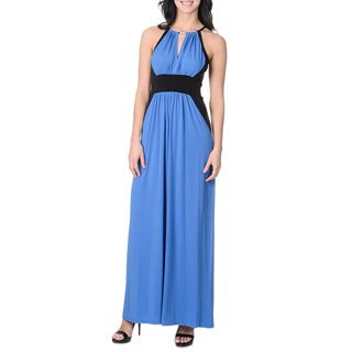 London Times Women's Blue Combo Maxi Dress London Times Casual Dresses