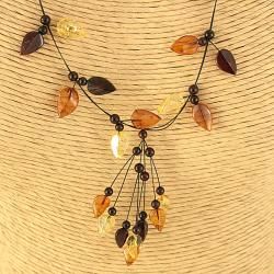 Handcrafted Baltic Amber Night Magic Leaves Necklace (Lithuania) Necklaces