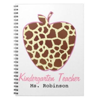 Giraffe Print Apple Kindergarten Teacher Journal