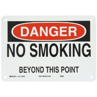 Brady 25078 Plastic No Smoking Sign, 7" X 10", Legend "No Smoking Beyond This Point" Industrial Warning Signs