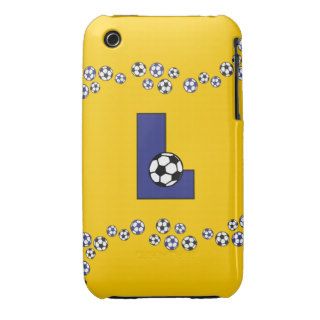 Letter L Monogram in Soccer Blue iPhone 3 Case Mate Cases