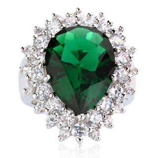 Big Pear Simulated Emerald Ring CHELINE Jewelry
