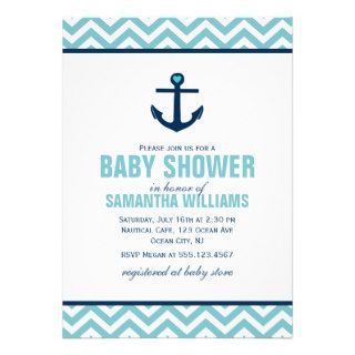 Anchor and Chevrons Nautical Baby Shower {blue} Card