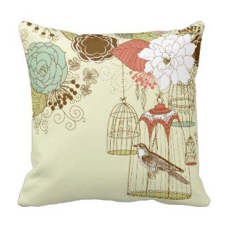 doodle birds throw pillow