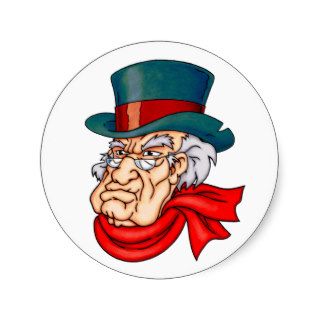 Mean Old Scrooge Round Stickers