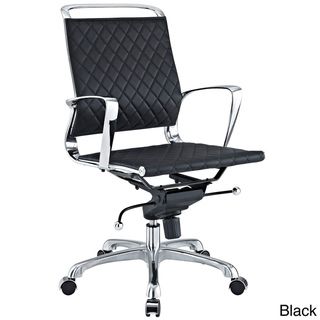 Vibe Modern Leather Black Mid Back Office Chair Modway Task Chairs