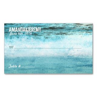 Blue Ocean Waves Beach Place Card Business Card Templates