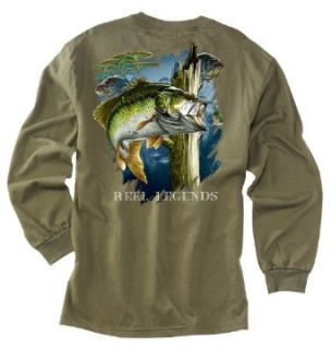 Reel Legends Mens Long Sleeve Bass T Shirt Md Military green at  Mens Clothing store Fashion T Shirts