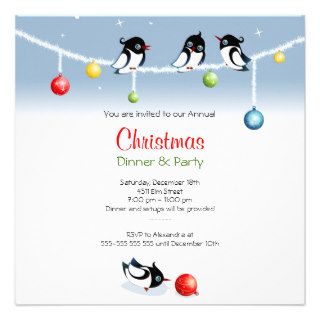 Cute Birds Christmas Globes Custom Invitations
