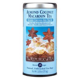 Almond Coconut Macaroon Tea (Kosher Certified Red Rooibos Herb) (36 Unbleached Tea Bags) by The Republic of Tea  Packaged Meringue Snack Cookies  Grocery & Gourmet Food