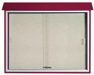 Aarco Products PLDS3645 7 Rosewood Sliding Door Plastic Lumber Message Center with Vinyl Posting Surface  36Hx45W, Rose   Ordinary Display Boards