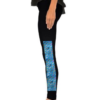 Funny Trendy Blue Neon Floral Aztec Mustaches Legging Tights