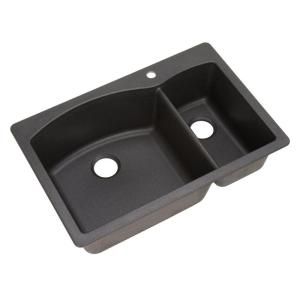 Blanco Diamond Dual Mount Composite 22x9.5x33 1 Hole Double Bowl Kitchen Sink in Anthracite 440199