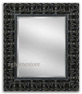 Palazzo Ornate Wood Framed Wall Mirror Antique Black   Wall Mounted Mirrors
