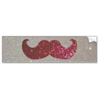 Pink Bling Mustache (Faux Glitter Graphic) Bumper Sticker