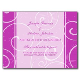 Engagement Announcement Postcards Pink Swirl