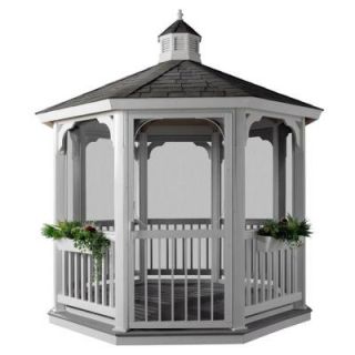 HomePlace Structures 10 ft. Octagon Vinyl Gazebo with Floor and Screens SV10WFS