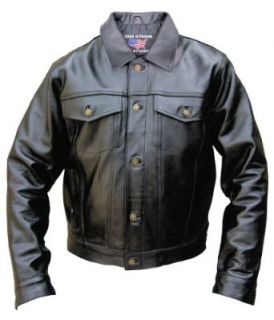 Leather Supreme Men's Denim Look Genuine Buffalo Leather Jacket  Black Medium at  Mens Clothing store