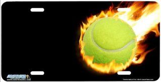 446 "Tennis Ball on Fire" Tennis License Plates Car Auto Novelty Front Tag by Jason Fetko from Airstrike Automotive