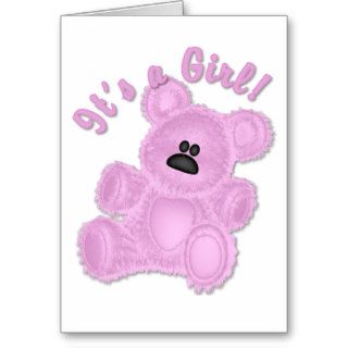 KRW Girl Teddy Bear Baby Shower Invitation Cards