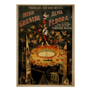 GRENADA FEDORA High Wire Act VAUDEVILLE Poster