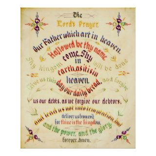 Lord's Prayer Calligraphy 1889 Posters