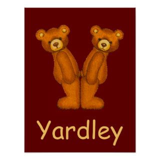Initial Y~Teddy Bear Alphabet Letter~Custom Name Print