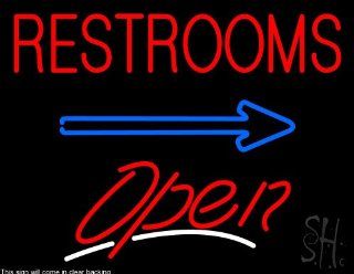 Restrooms Script2 Open Clear Backing Neon Sign 24" Tall x 31" Wide  Business And Store Signs 