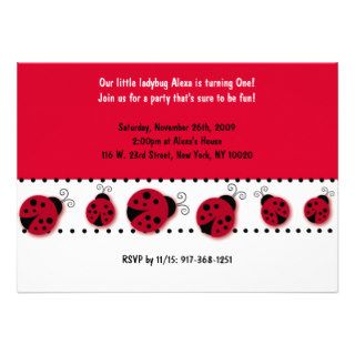 Red Ladybug Custom Birthday Invitations