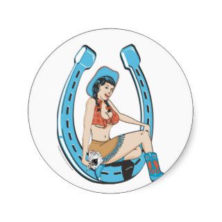 Vintage lady luck cowgirl stickers