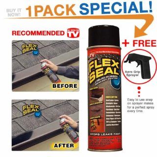 Flex Seal 10 Ounce As Seen on TV Liquid Rubber Sealant in a Can, Black + FREE Aero Grip Sprayer   Hardware Sealers  