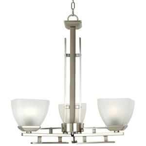 Yosemite Home Decor Half Dome 3 Light Satin Nickel Frame Incandescent Chandelier with White Frost Shades 95533 3SN