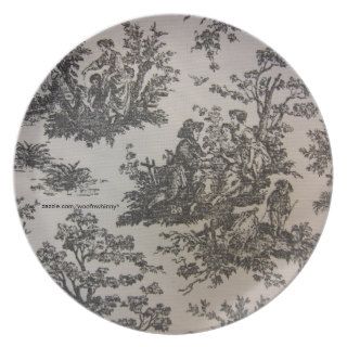 Toile in Black & White Party Plates