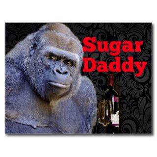 Sugar Daddy Black Damask Gorilla Post Card