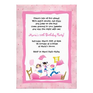 Girls Jumping on Bed Sleepover Invitations