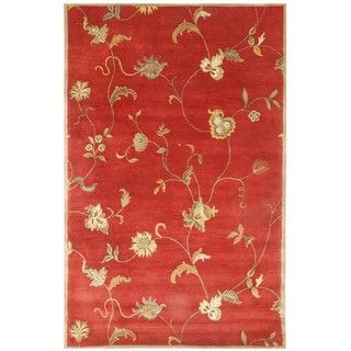 Hand tufted Diana Red Floral Wool Rug (9'6' x 13'6) JRCPL 7x9   10x14 Rugs
