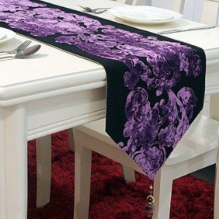 European Purple Velour Cut Polyester Table Runners (Purple, 30*220cm)  