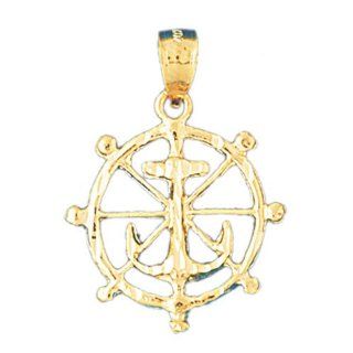 CleverEve's 14K Gold Pendant Ships Wheel with Anchor 2.3   Gram(s) CleverEve Jewelry