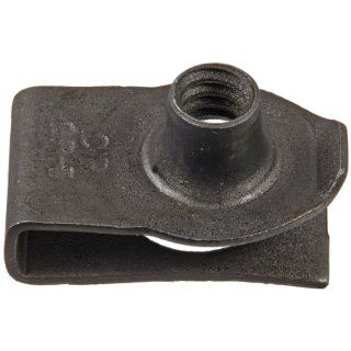 Steel Tapped Hole U Style Clip On Nut, Plain Finish, #10 24 Thread Size, For 0.025" 0.125" Material Thickness, 0.468" Edge Distance (Pack of 25)