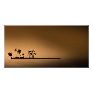 Palm tree island sunset1432 GOLDEN PALM ISLAND SUN Customized Photo Card