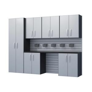 Flow Wall Cabinet System in Silver (7 Piece) FCS 9612 6S 7S