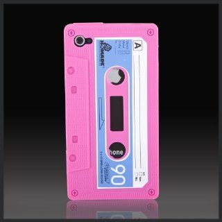 Tape Cassette Retro Pink "Flexa" silicone case cover for Apple iPhone 4 4G 4S Cell Phones & Accessories