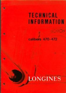 Longines Watch Calibre 470 472 Tech Info 1971 Entertainment Collectibles