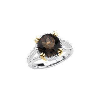 Sterling Silver and 14K Yellow Gold Smoky Quartz Ring (Size 6 ) Jewelry