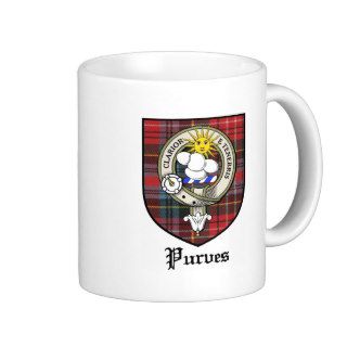 Purves Clan Crest Badge Tartan Mugs