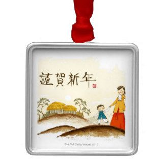 Mother and Son Christmas Ornament